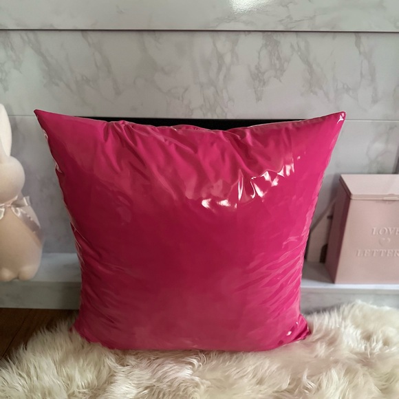 Dark Pink Faux Leather 18 X 18 Throw Pillows - Picture 2 of 10